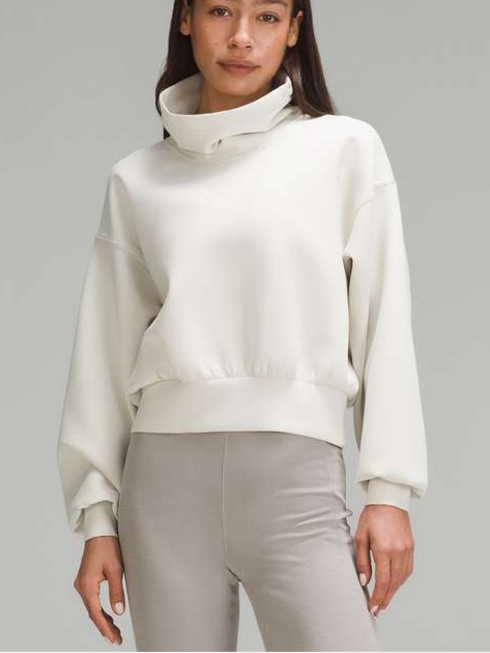 NWT Lululemon Full Flourish Cowl Neck Pullover size 2 in Bone
